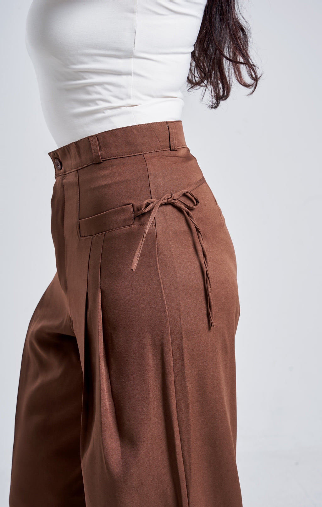 High-Waist Wide-Leg Tie-Detail Pants
