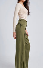 High-Waist Wide-Leg Tie-Detail Pants