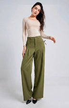 High-Waist Wide-Leg Tie-Detail Pants