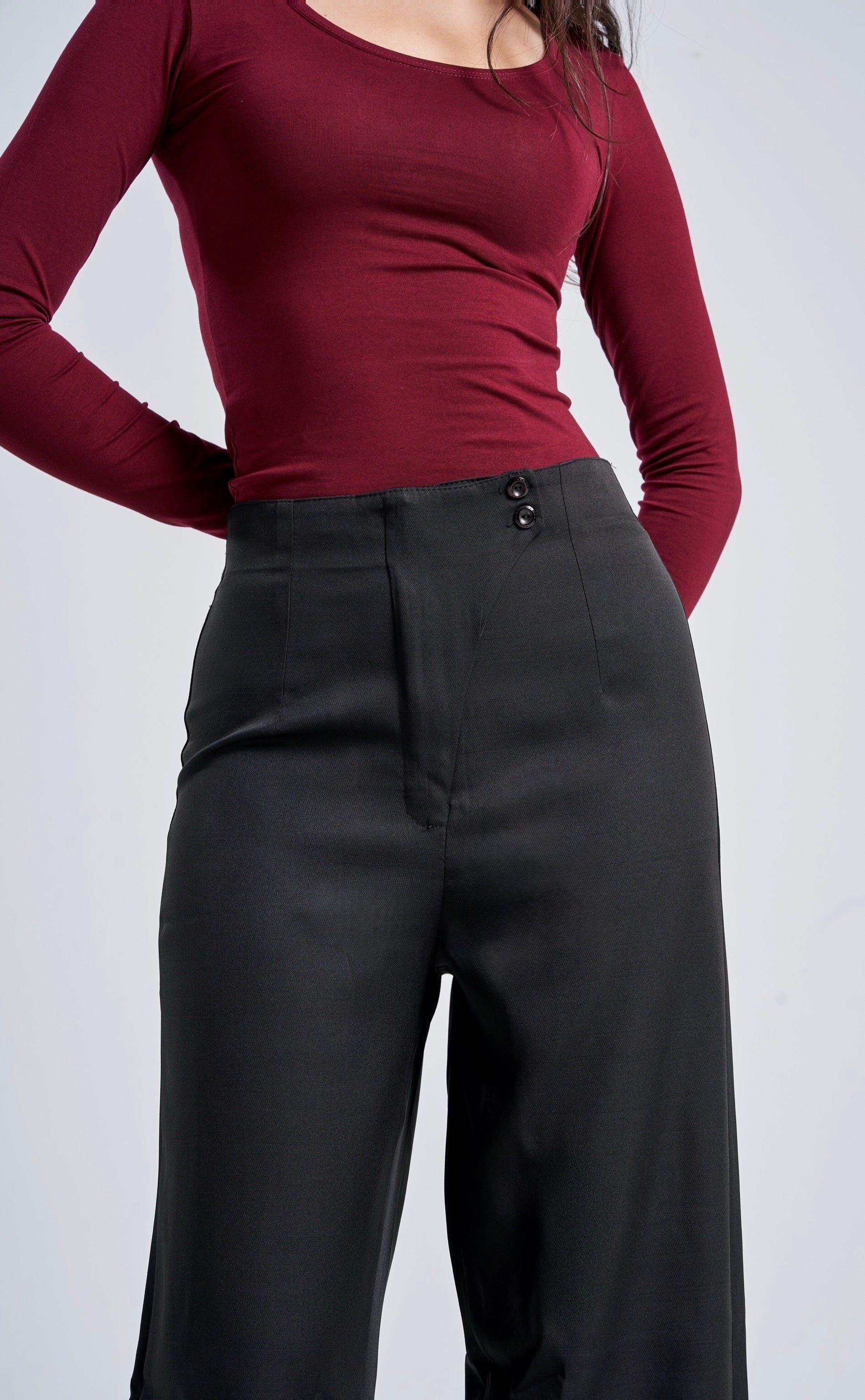 Classic High-Waist Wide Leg tailored Pants