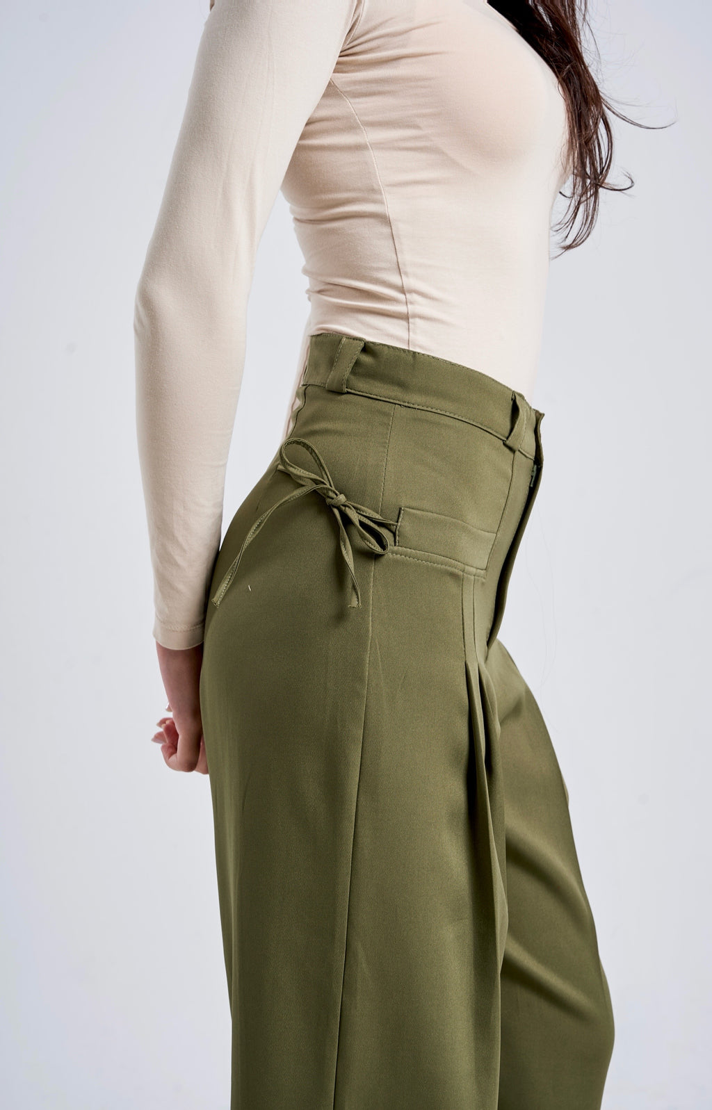 High-Waist Wide-Leg Tie-Detail Pants